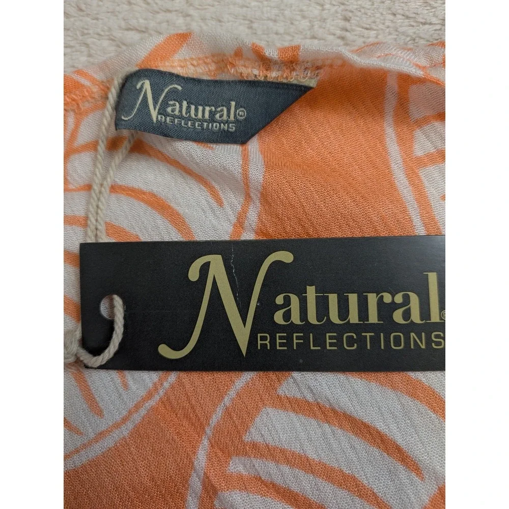 Natural Reflections Kimono Womens OSFM Orange White Sea Scrolls Swim Cover Up NW